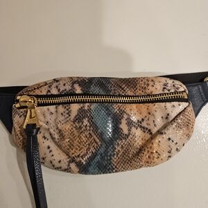 Aimee Kestenberg Milan Snakeskin Belt Bag with Gold Hardware